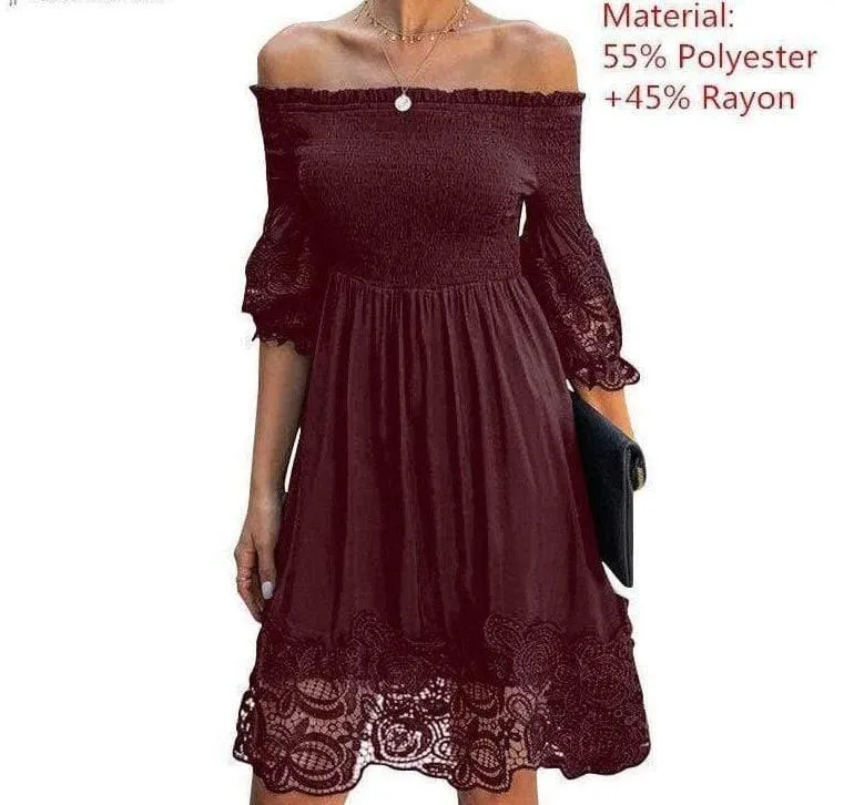 Off Shoulder Short Sleeve Sundress