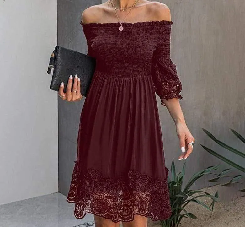 Off Shoulder Short Sleeve Sundress
