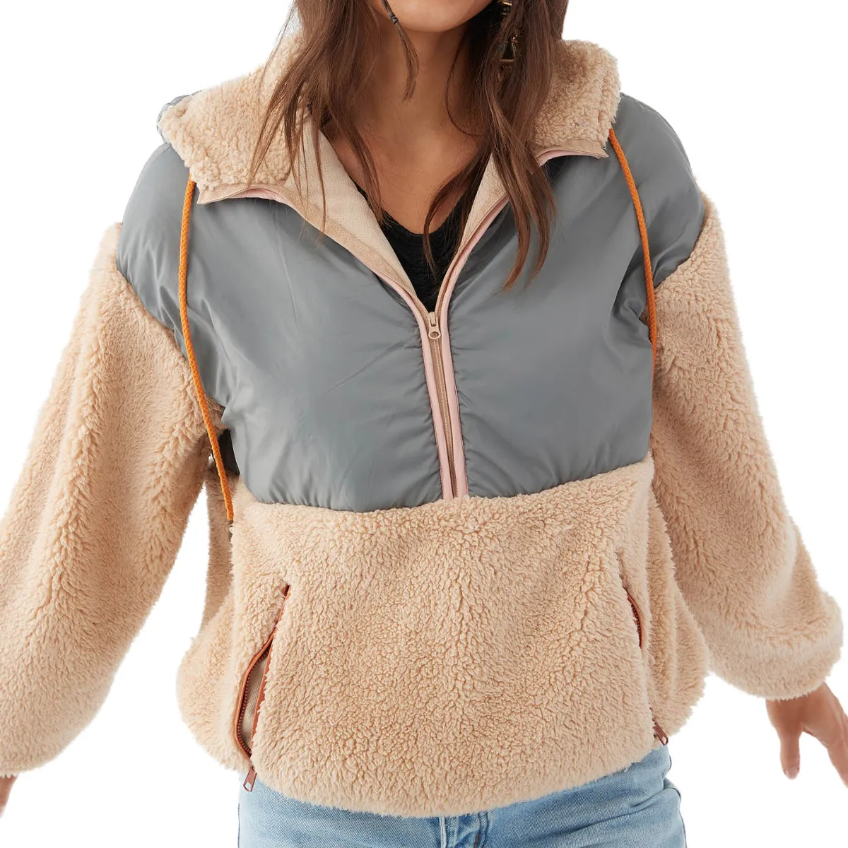 O'Neill Women's Seren Supersherpa Hooded Half-Zip Pullover Jacket