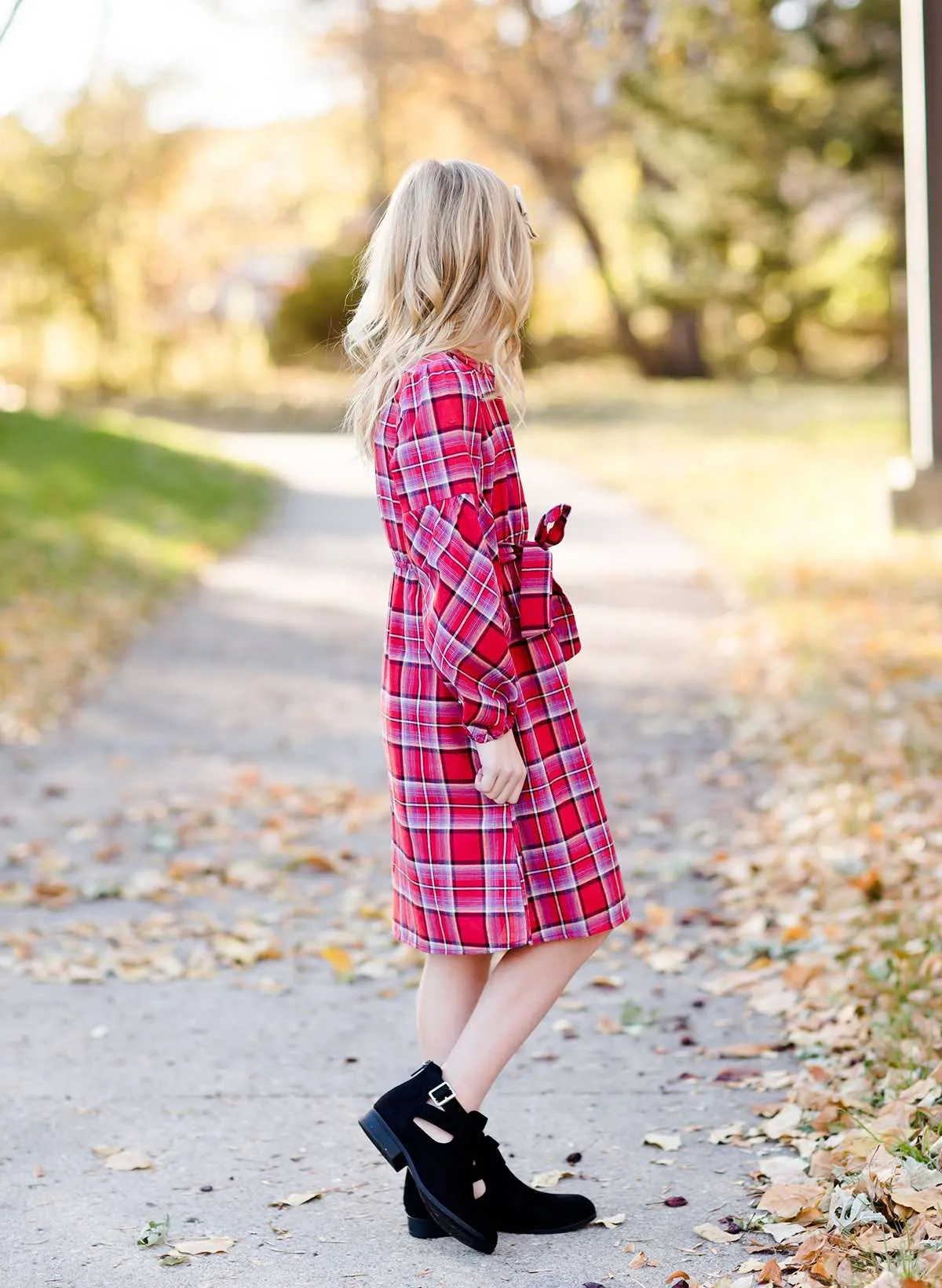 Plaid Button Midi Dress