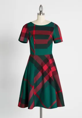 Plaid Yourself a Merry Little Christmas Midi Dress