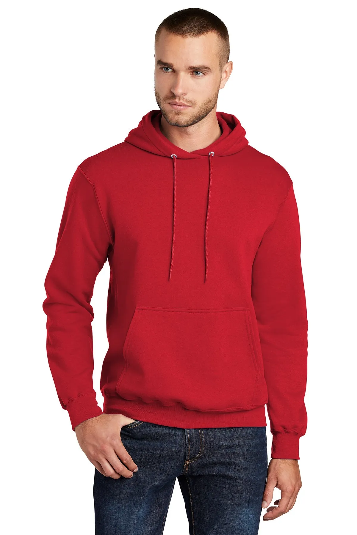 Port & Company Tall Core Fleece Branded Hoodies, Red