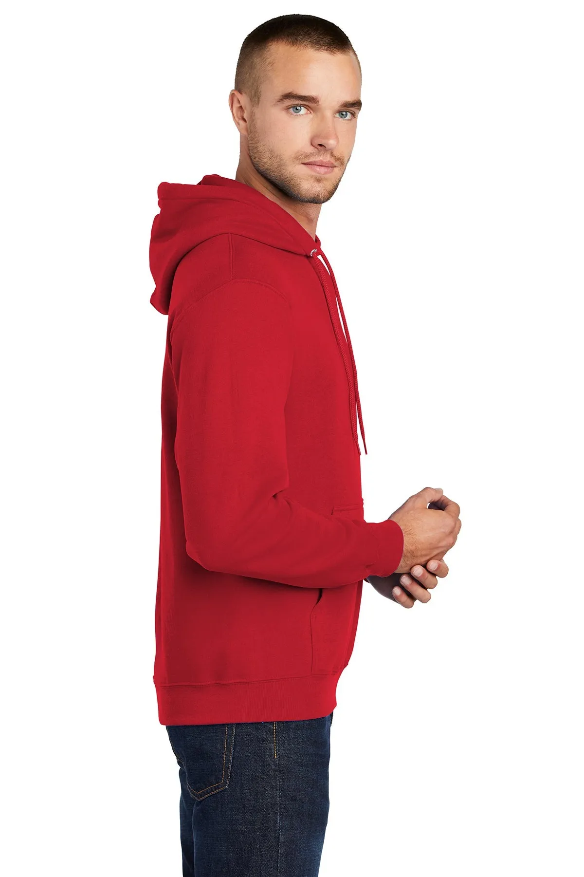 Port & Company Tall Core Fleece Branded Hoodies, Red