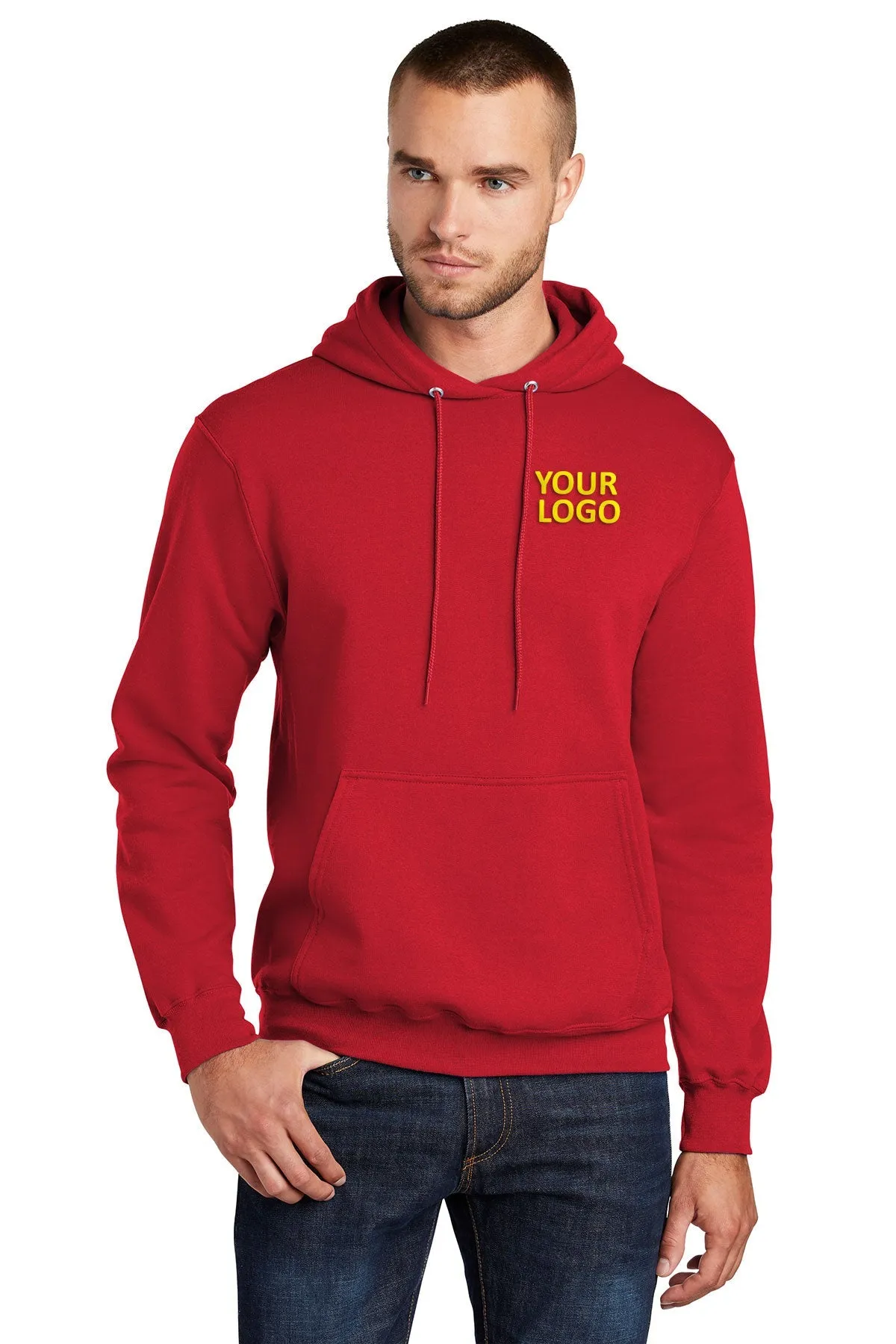 Port & Company Tall Core Fleece Branded Hoodies, Red