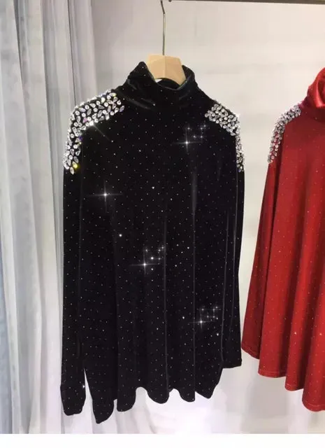 Pre Order:  Luxury Beading Turtleneck T-Shirt