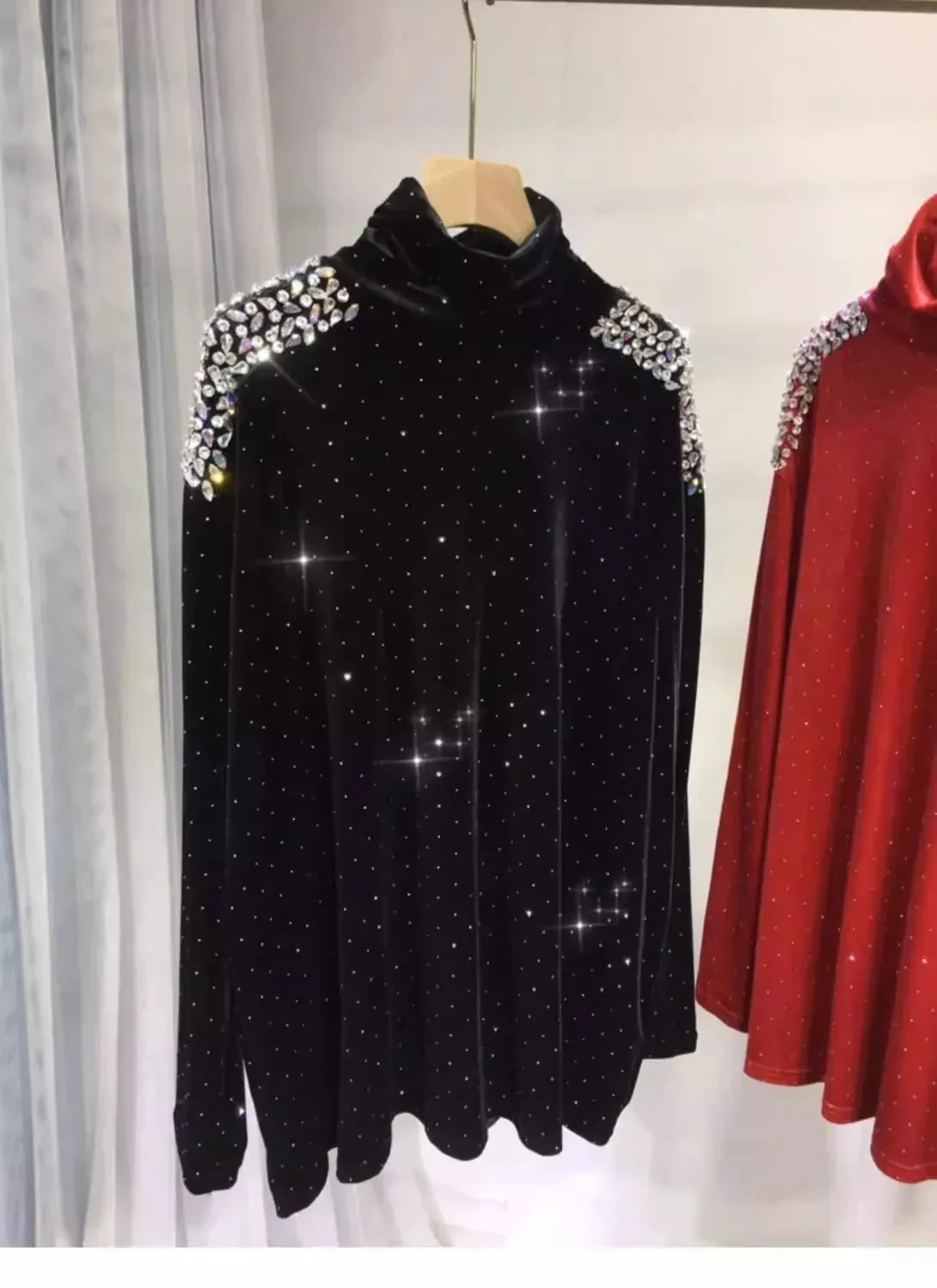 Pre Order:  Luxury Beading Turtleneck T-Shirt