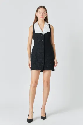 Premium Sleeveless Tweed Mini Dress