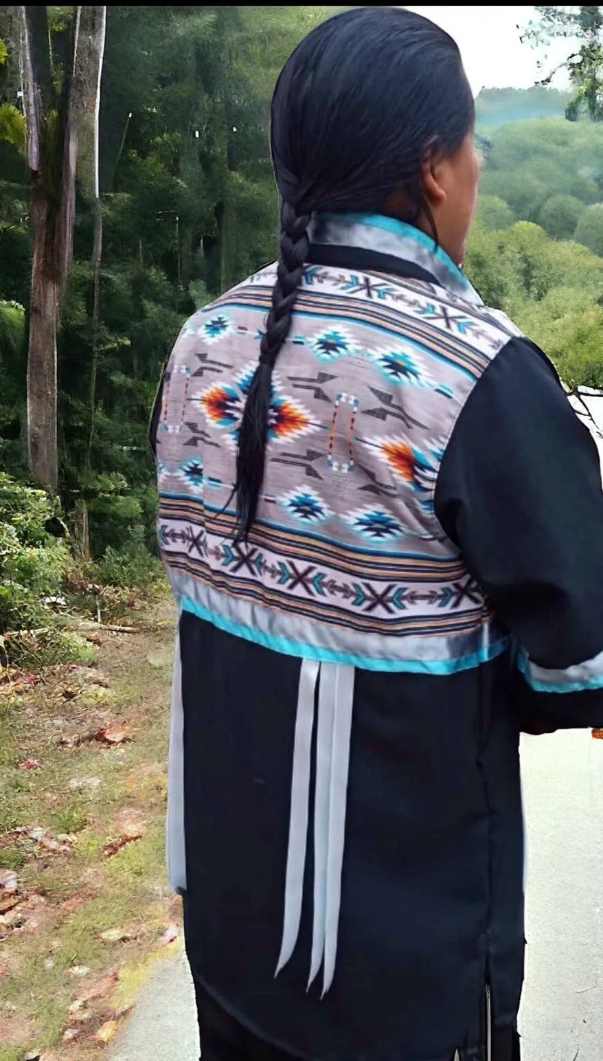 Ribbon Shirt ( Turquoise and Black )