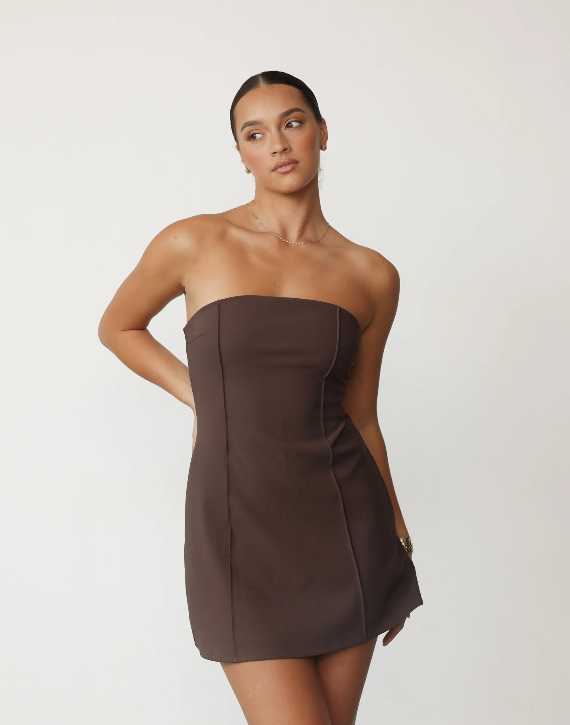 Roxanne Mini Dress (Chocolate)