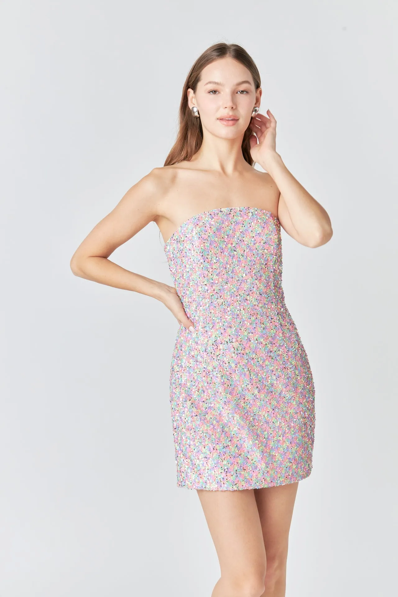 Sequins Strapless Mini Dress