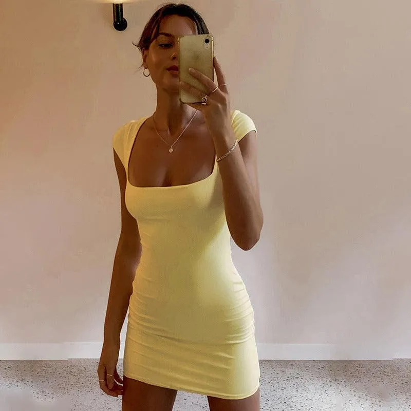 Stalinic Square Neck Bodycon Dress