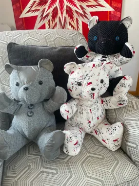 teddy bear made from Grandma's clothing
