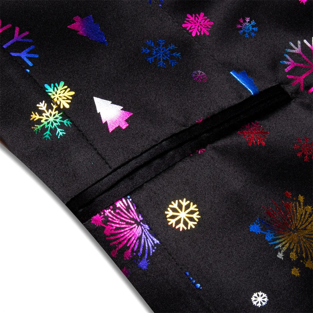 Ties2you Mens Silk Suit Jacket Black Christmas Festival Suit
