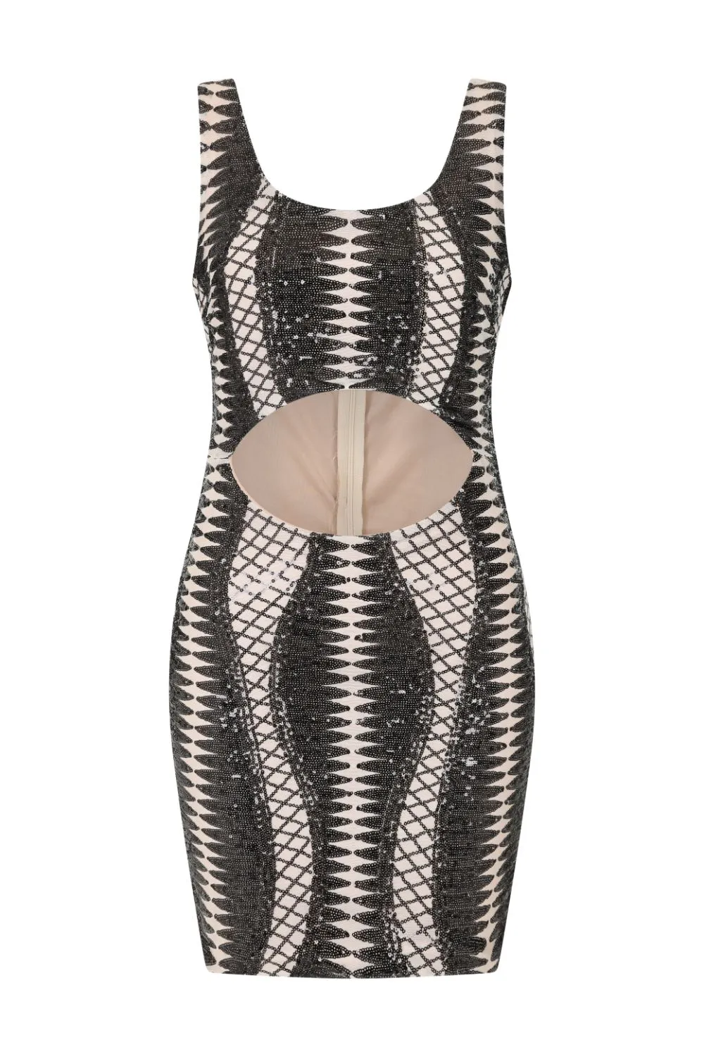 Till Midnight Black Cut Out Sequin Bandage Cage Bodycon Dress