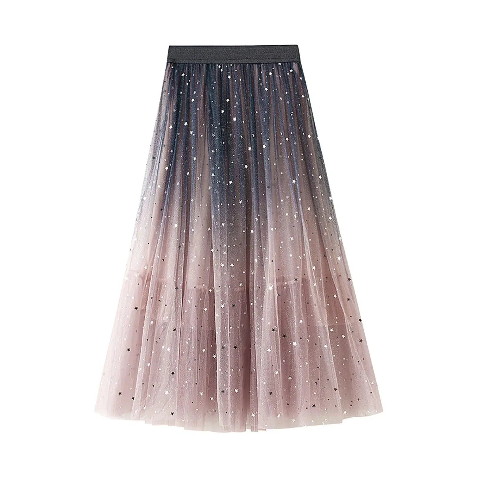 Uniwim Love Printed Women Elegant Lace Skirt Medium Length Tulle Skirt High Waist A Line Beach Skirt  Party Performance Midi Skirts