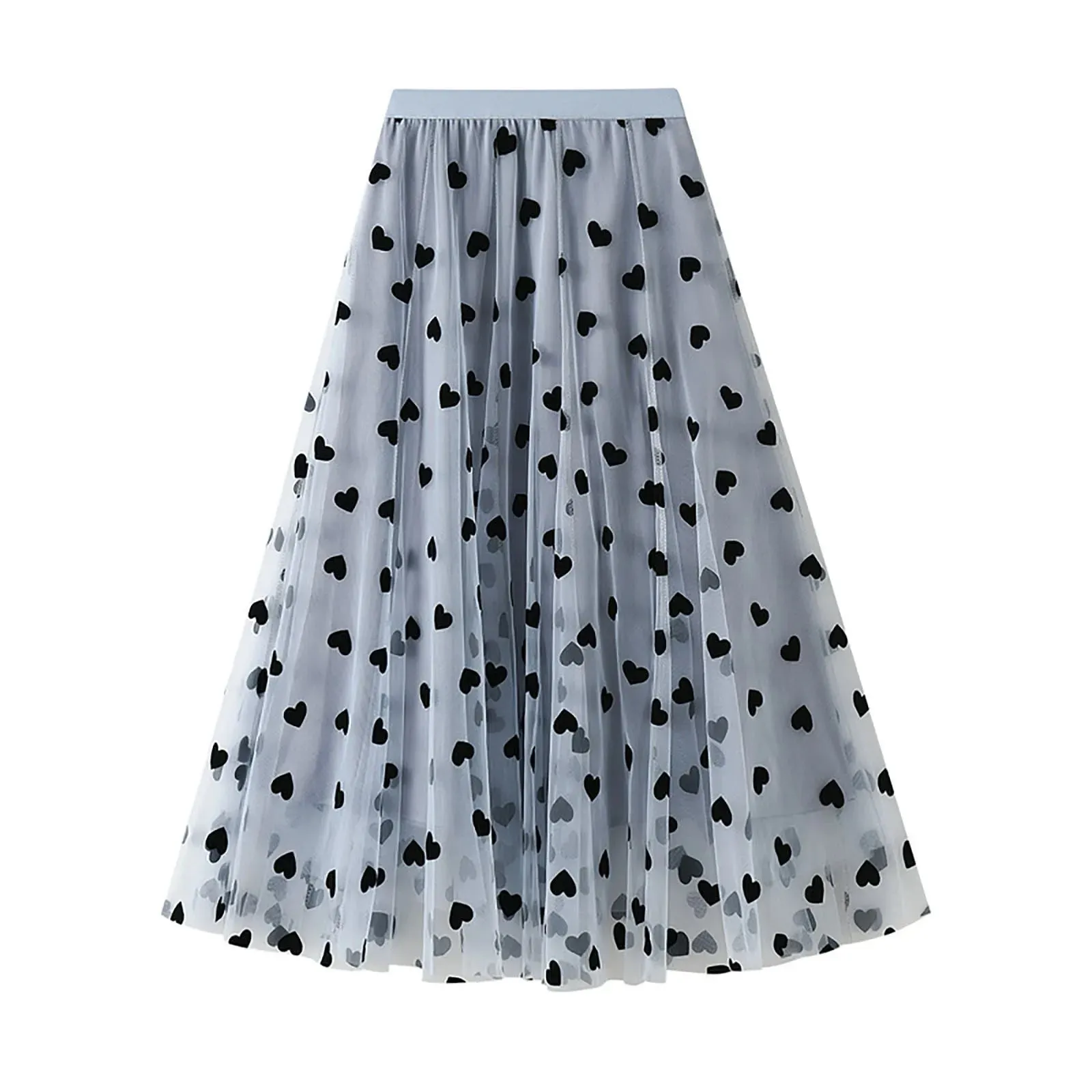 Uniwim Love Printed Women Elegant Lace Skirt Medium Length Tulle Skirt High Waist A Line Beach Skirt  Party Performance Midi Skirts