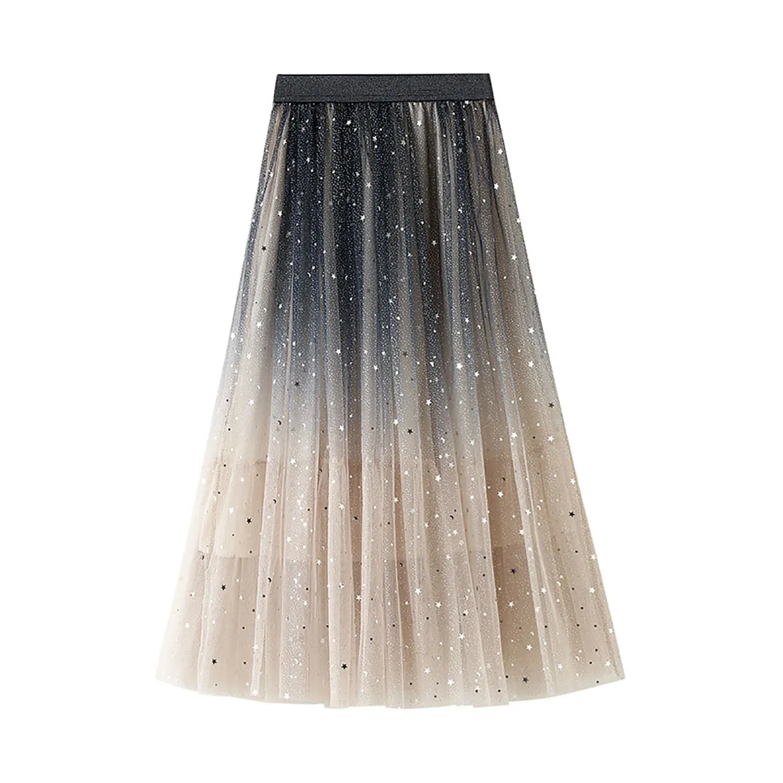 Uniwim Love Printed Women Elegant Lace Skirt Medium Length Tulle Skirt High Waist A Line Beach Skirt  Party Performance Midi Skirts