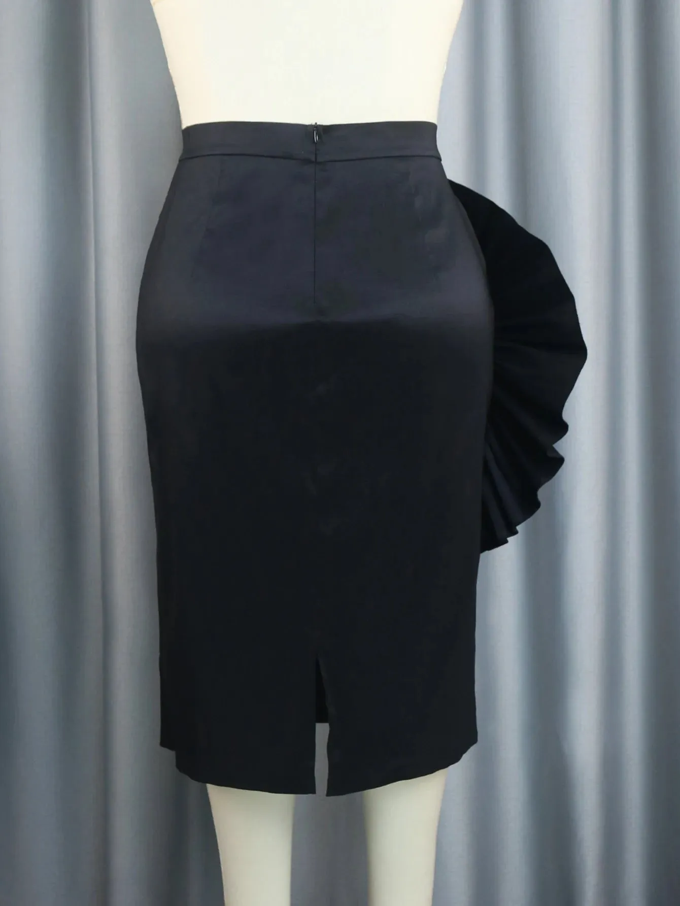 Uniwim Women Black Skirt with Big Flower Sequins High Waist Fitted Midi Skirt for Party Club Bodycon Femme Birthday Date Out