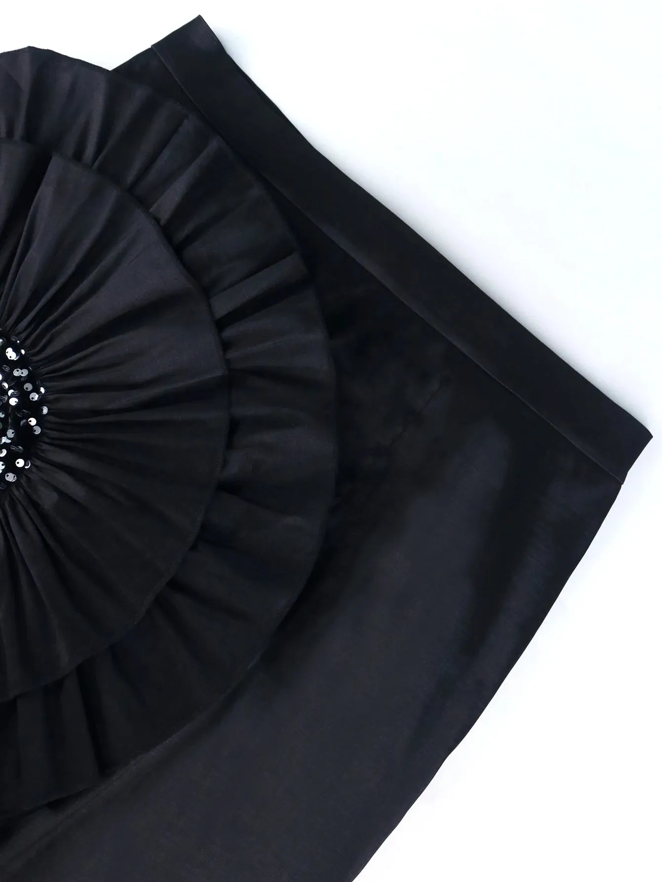 Uniwim Women Black Skirt with Big Flower Sequins High Waist Fitted Midi Skirt for Party Club Bodycon Femme Birthday Date Out