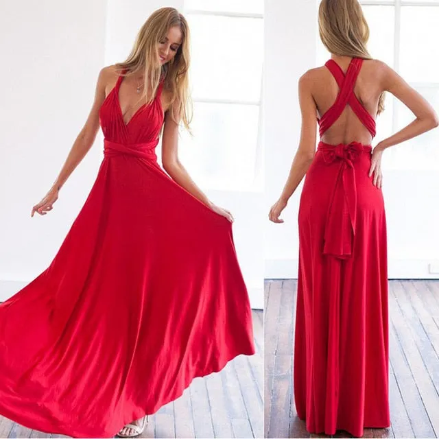 VenusFox Sexy Long Hollow Out Bridesmaid Maxi Dress