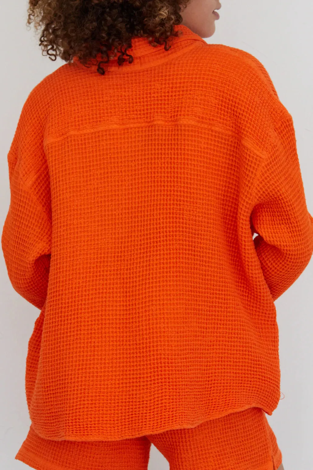 Waffle Button Down Rhubarb