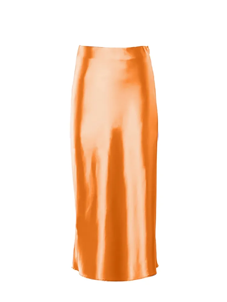 Wenkouban  Solid Purple Satin Silk Skirt Women High Waisted Summer Long Skirt New 2023 Elegant Ladies Office Skirts Midi Spring