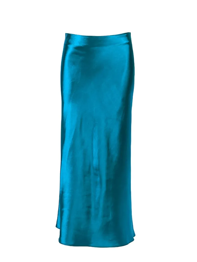 Wenkouban  Solid Purple Satin Silk Skirt Women High Waisted Summer Long Skirt New 2023 Elegant Ladies Office Skirts Midi Spring
